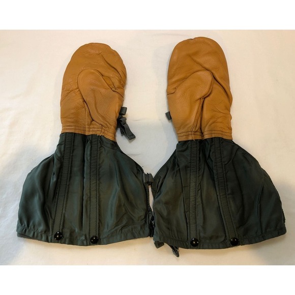 Illinois Glove Co Flyers Insert Mitten Sz medium 100% Wool Leather Military - Picture 1 of 3